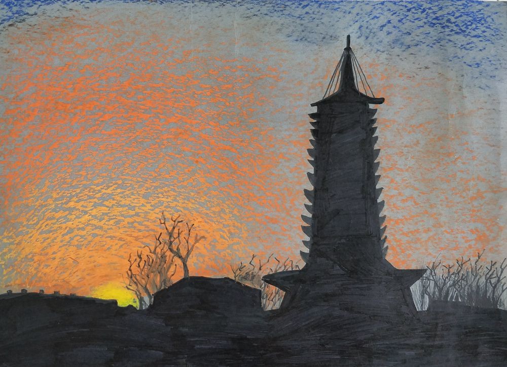 郭文硕《古城晚霞》.jpg