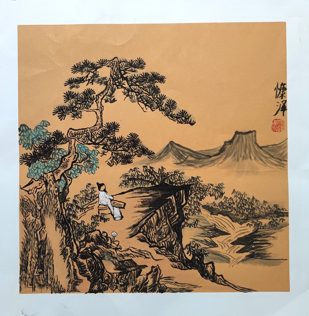 韩康泽《松下抚琴》.jpg