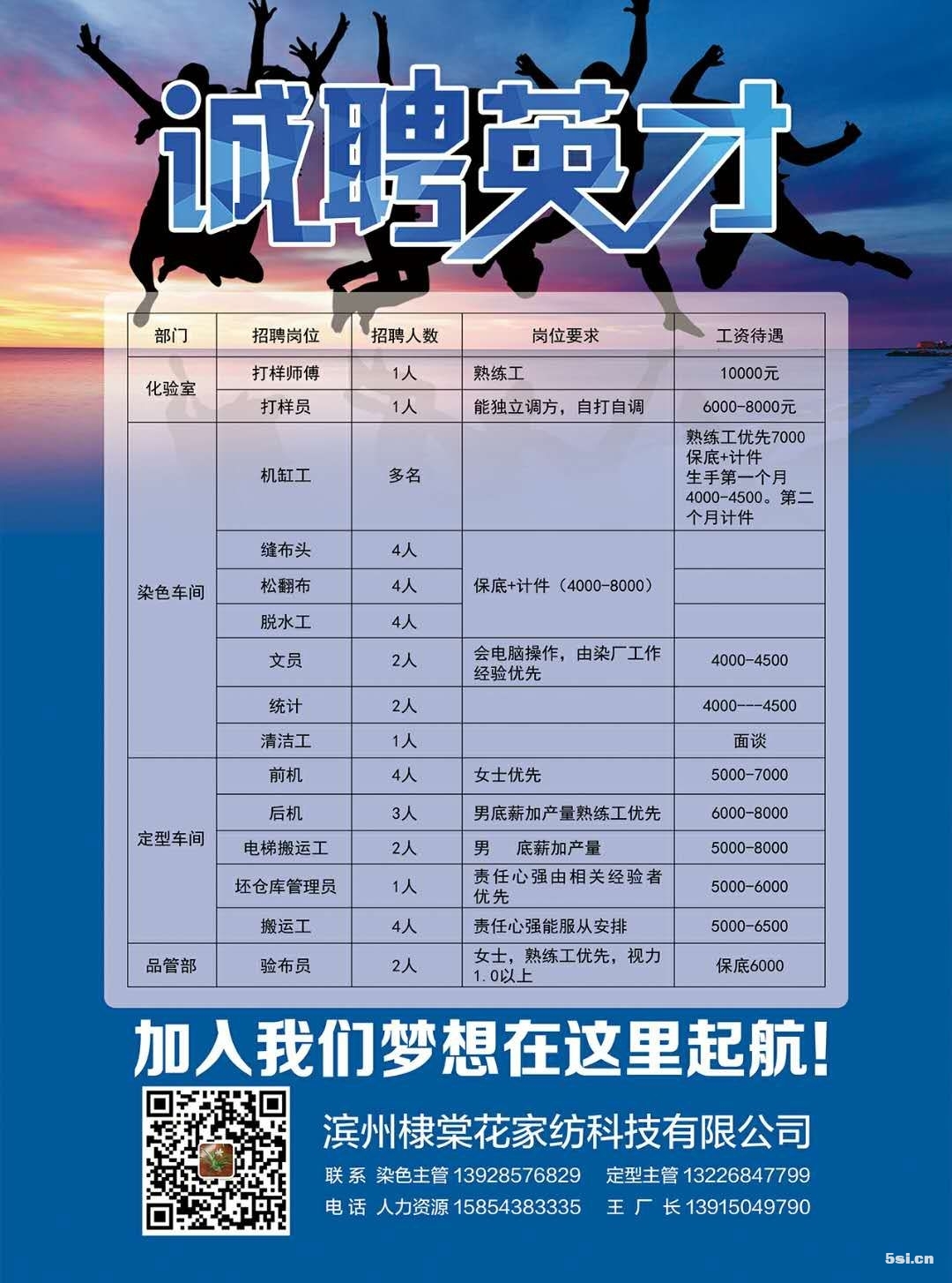 滨州棣棠花家纺有限公司招聘信息